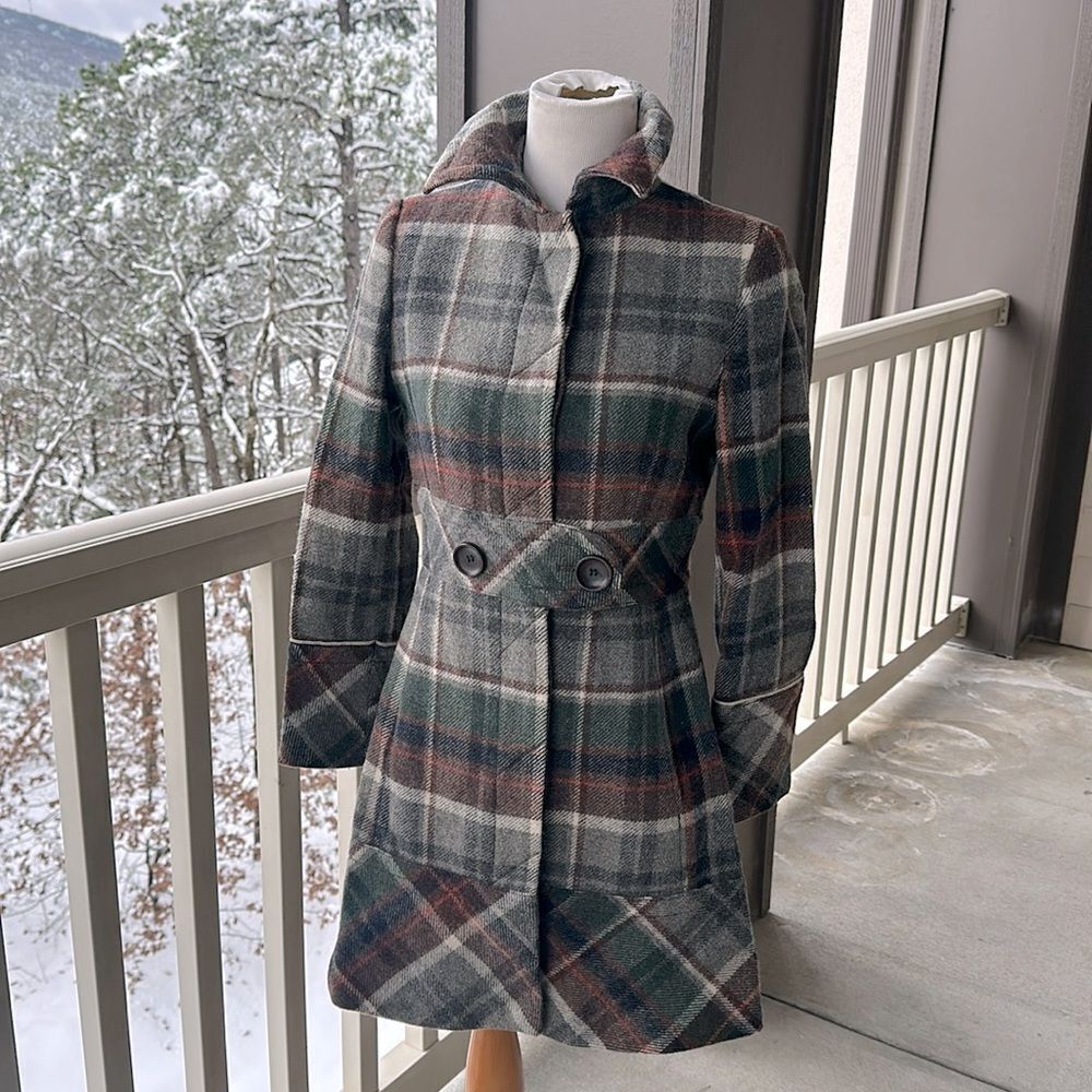 Zara Basic Plaid Wool Coat